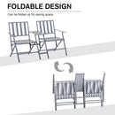 Outsunny Folding Steel Double Seat Garden Loveseat Bench Patio Chair Table Grey