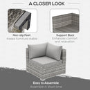 Outsunny Rattan Corner Sofa Garden Rattan Furniture Single Sofa Chair Light Grey