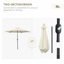 Outsunny Patio Umbrella Parasol Sun Shade Garden Aluminium Cream White 2.7M