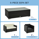 Outsunny 4PC Rattan Sofa Set Outdoor Coffee Table Chair Wicker Garden Black