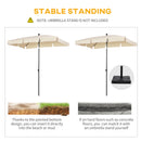 Outsunny Aluminium Sun Umbrella Parasol Patio Rectangular 2M x 1.3M Beige