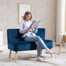 HOMCOM Velvet-Feel Double Sofa w/ Wood Frame Foam Padding High Back, Blue