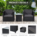 Outsunny 3Pcs Patio 2 Seater Rattan Sofa Garden Furniture Set Coffee w/ Cushions