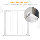 Pawhut Pet Safety Gate Door Barrier Dog Metal Indoor Fence White 75-82cm