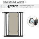 PawHut 76-82 cm Adjustable Pressure Fit Pet Safety Gate Dog Barrier, Black