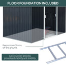 Outsunny 9 X 6FT Outdoor Storage Garden Shed Sliding Door Galvanised Dark Grey