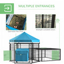 PawHut Steel Chicken Coop, Hexagonal Hen House w/ Water-Resistant Canopy - Blue