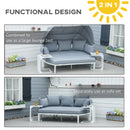 Outsunny 4 PCS Outdoor Garden Sofa Set, Lounge Bed with Canopy, Padded Cushions