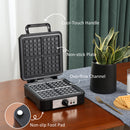 HOMCOM 4 Slice Waffle Maker w/ Deep Cooking Plate Adjustable Temperature1200W