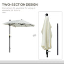 Outsunny 2m Half Garden Parasol Market Umbrella w/ Crank Handle, Base Cream