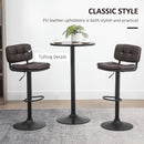 HOMCOM Swivel Bar Stools Set Of 2 PU Leather for Home Kitchen Counter Brown