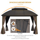 Outsunny 3.65 x 3(m) Aluminum Outdoor Gazebo w/ Hardtop Double Roof Sidewalls