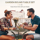 Outsunny 3 Piece Cast Aluminium Bistro Set w/ Parasol Hole for Balcony, Patio