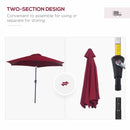 Outsunny Patio Umbrella Parasol Sun Shade Garden Aluminium Wine Red 2.7M