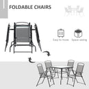 Outsunny 5 Piece Garden Dining Furniture Set w/ 4 Folding Chairs & Parasol Hole