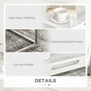 HOMCOM Coffee Table Set of 2 High Gloss Nest of Tables with Steel Frame, White