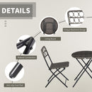 Outsunny 3 PCS Folding Rattan Wicker Bistro Set, Coffee Table Set, Grey