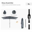 Outsunny 3x2m Patio Parasol Canopy Tilt Crank 6 Ribs Sun Shade Garden Dark Grey