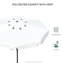Outsunny 2.7m Patio Umbrella Garden Parasol with Crank, Ruffles, 8 Ribs, White