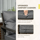 Outsunny 3 Piece PE Rattan Garden Sofa Set w/ 2 Chairs & Storage Table Grey