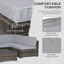 Outsunny 7PC Rattan Furniture Sectional Sofa Set Coffee Table Buckle Structure