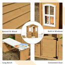 Outsunny Wooden Outdoor Playhouse w/ Door Windows Bench for Kids Children