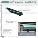 Outsunny Garden Sun Shade Canopy Retractable Awning, 2.5 x 2m, Green