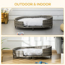 PawHut Wicker Dog Sofa Bed w/ Soft Water-resistant Cushion for Large Dogs
