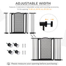 PawHut 74-105cm Pet Safety Gate, Pressure Fit Stair with Double Locking - Black