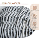 Wicker Cat Basket W/ Mat Handle Kitten Pussy Enclosed Bed Portable - Grey