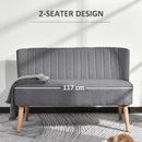 HOMCOM Linen-Feel Double Sofa w/ Wood Frame Foam Padding High Back, Grey
