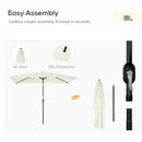 Outsunny 3x2m Patio Parasol Canopy Tilt Crank 6 Ribs Sun Shade Garden White