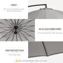 Outsunny 3(m) Cantilever Shanghai Parasol w/ Crank Handle, Cross Base, Grey
