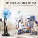 HOMCOM Pedestal Fan with Water Mist Spray Standing Fan w/ 2.8L Water Tank Black