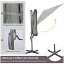 Outsunny 3 x 3(m) Cantilever Parasol Garden Umbrella with Cross Base Grey
