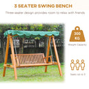 Outsunny Swing Chair 3 Seater Swinging Wooden Hammock Garden Seat Outdoor Canopy