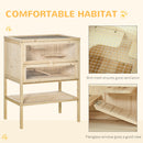 PawHut Wooden Hamster Cage w/ Storage Shelf, Openable Top for Gerbils and Mice