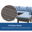 Outsunny 4 PCs Rattan Wicker Set 2 Cushioned Double Sofa Footstool Coffee Table
