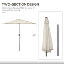 Outsunny 3(m) Half Round Parasol Garden Sun Umbrella Metal w/ Crank Cream White