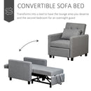 HOMCOM Convertible Single Sofa Bed with Tufted Upholstered Fabric, Grey