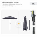 Outsunny Patio Umbrella Parasol Sun Shade Garden Aluminium Grey 2.7M