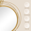 HOMCOM Metal Wall Art Decorative Mirror Decor Modern Wall Sculpture, Gold
