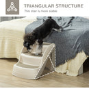 PawHut Foldable Pet Stairs 3 Steps with Non-slip Mats for Small Dogs, Cream