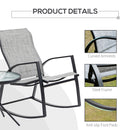 Outsunny 3 Pieces Outdoor Rocking Chairs Set w/ Tempered Glass Table for Garden
