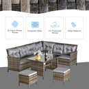 Outsunny 6 PCs Patio wicker Sofa Set Rattan Chair Furniture w/ Glass & Cushioned