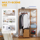 HOMCOM Bamboo Clothes Rail Garment Rack with 6 Tier Storage Shelf Hanging Rod