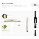 Outsunny 3x2m Patio Parasol Canopy Tilt Crank 6 Ribs Sun Shade Garden White