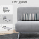 HOMCOM Single Folding 5 Position Convertible Sleeper Chair Sofa Bed Grey, Silver
