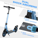 HOMCOM Folding Kick Scooter, Adjustable w/ Dual Shock Absorber for 14+, Blue