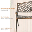 Outsunny Cast Aluminium Garden Bench 2 Seater Antique Park Loveseat, Bronze